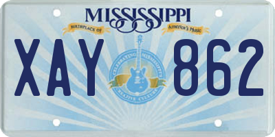 MS license plate XAY862