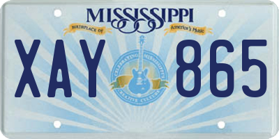 MS license plate XAY865
