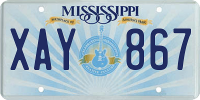 MS license plate XAY867