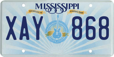 MS license plate XAY868