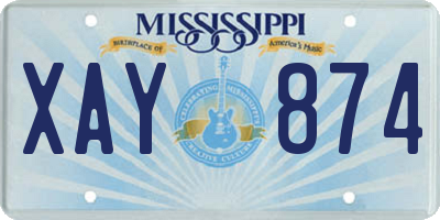 MS license plate XAY874