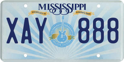MS license plate XAY888