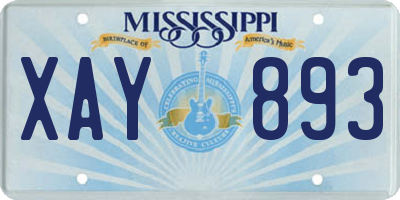 MS license plate XAY893