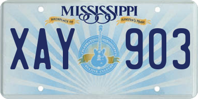 MS license plate XAY903