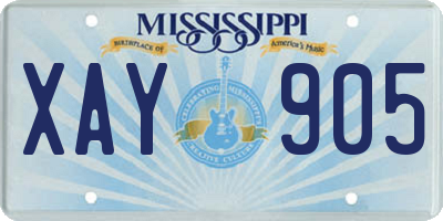 MS license plate XAY905