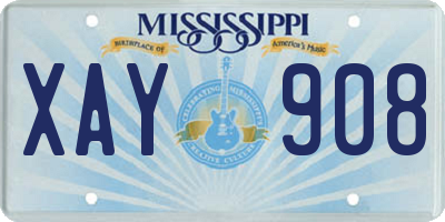 MS license plate XAY908