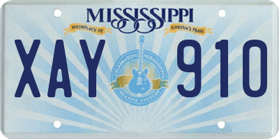 MS license plate XAY910