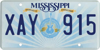 MS license plate XAY915