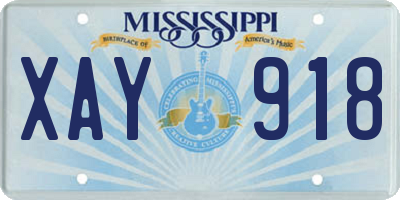 MS license plate XAY918