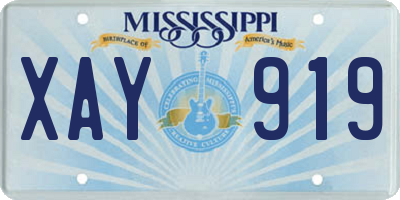 MS license plate XAY919