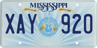 MS license plate XAY920