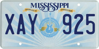 MS license plate XAY925