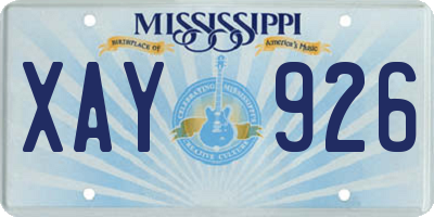 MS license plate XAY926