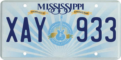 MS license plate XAY933