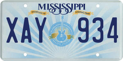 MS license plate XAY934