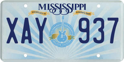 MS license plate XAY937