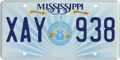 MS license plate XAY938