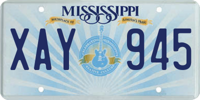 MS license plate XAY945