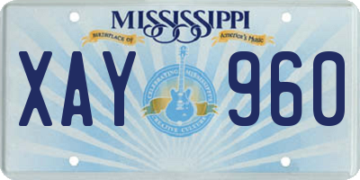 MS license plate XAY960