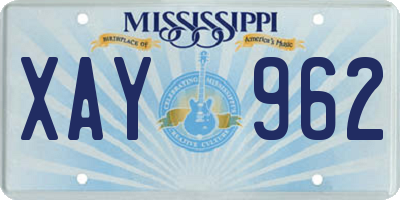 MS license plate XAY962