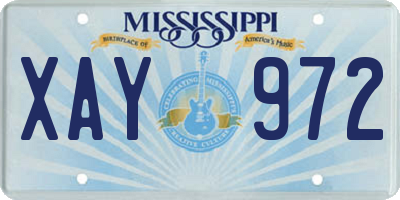 MS license plate XAY972