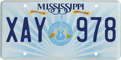 MS license plate XAY978