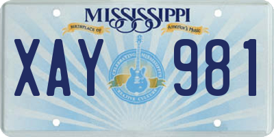 MS license plate XAY981