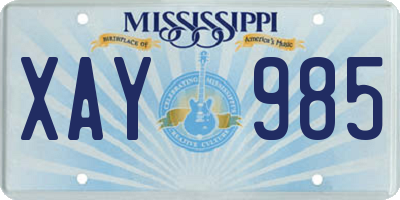 MS license plate XAY985