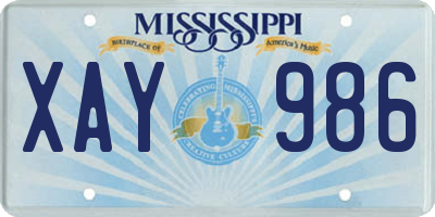 MS license plate XAY986