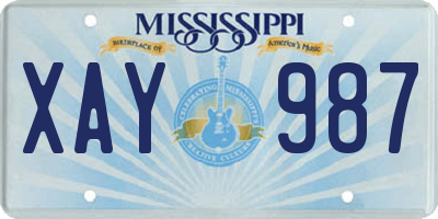 MS license plate XAY987