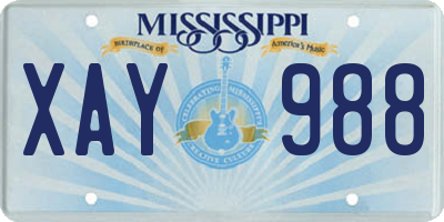 MS license plate XAY988