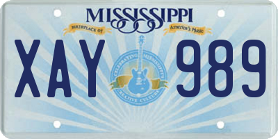 MS license plate XAY989