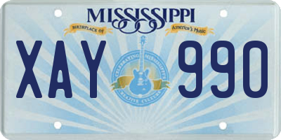 MS license plate XAY990