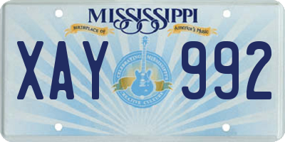 MS license plate XAY992