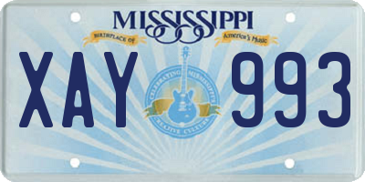 MS license plate XAY993