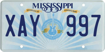 MS license plate XAY997