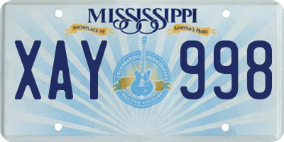 MS license plate XAY998