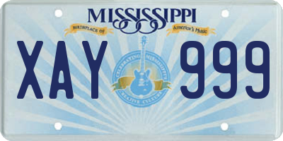 MS license plate XAY999