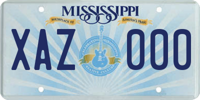 MS license plate XAZ000