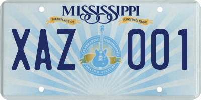 MS license plate XAZ001