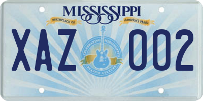 MS license plate XAZ002