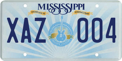 MS license plate XAZ004