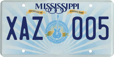 MS license plate XAZ005