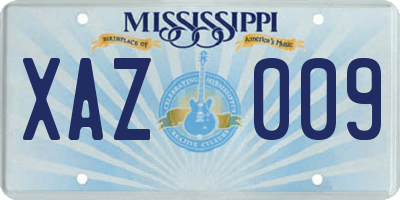 MS license plate XAZ009