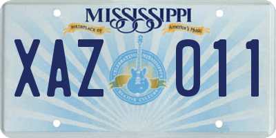 MS license plate XAZ011