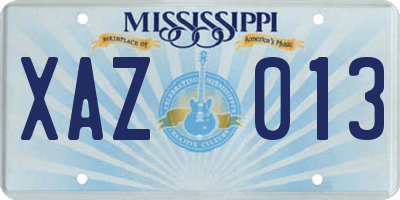 MS license plate XAZ013