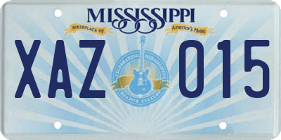 MS license plate XAZ015