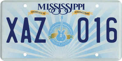 MS license plate XAZ016