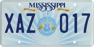 MS license plate XAZ017