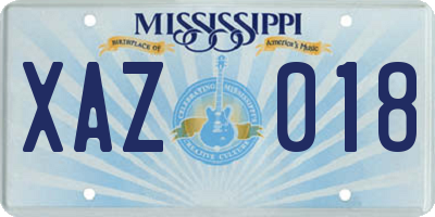 MS license plate XAZ018